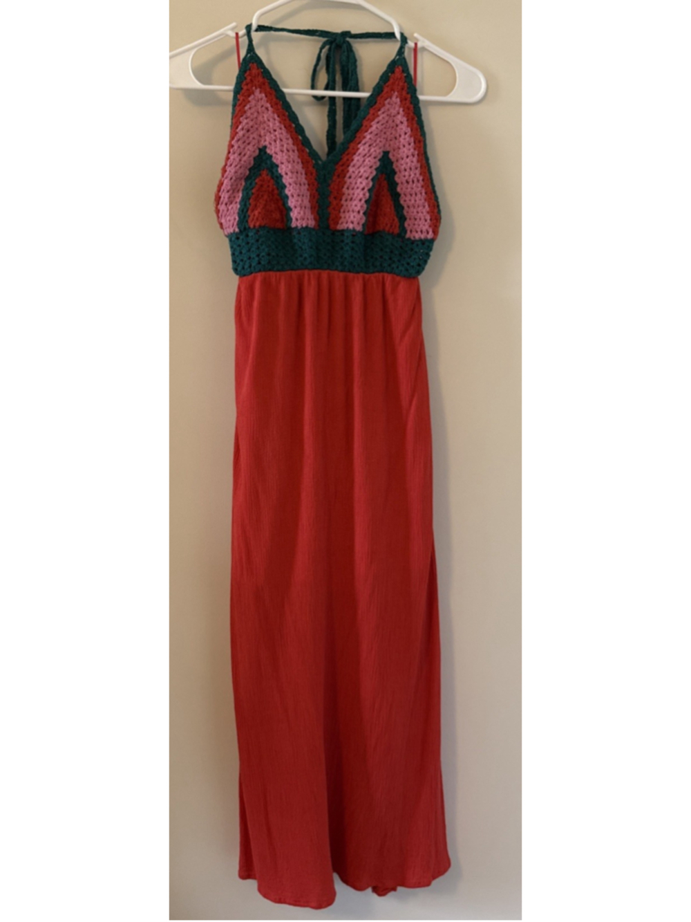 Gianni Bini Women’s Summer Boho Crochet Flowy Dress XS Lined, Festival, Halter - Picture 2 of 7